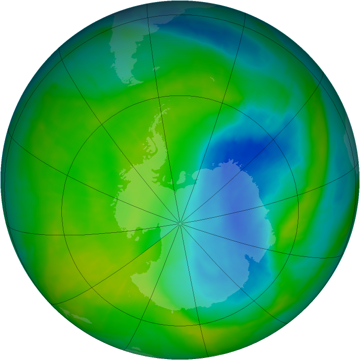 Antarctic ozone map for 01 December 2014